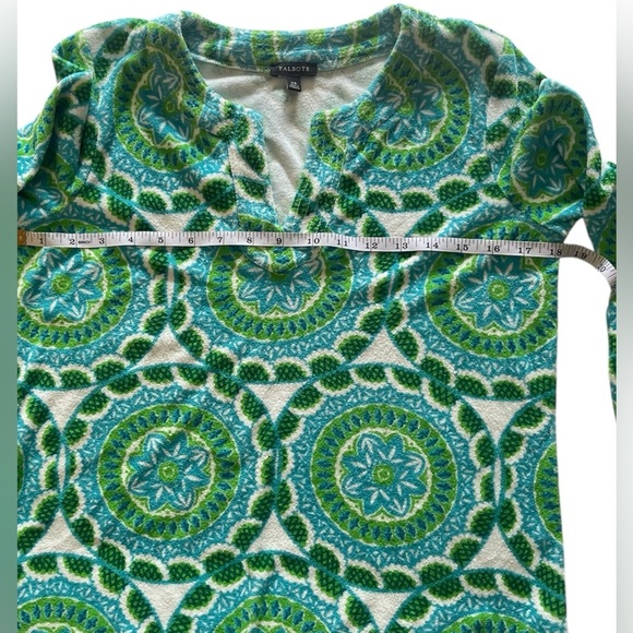 Talbots Green Blue Medallion Print Terry Cloth Swimwear Cover Up Size XS - Picture 7 of 10
